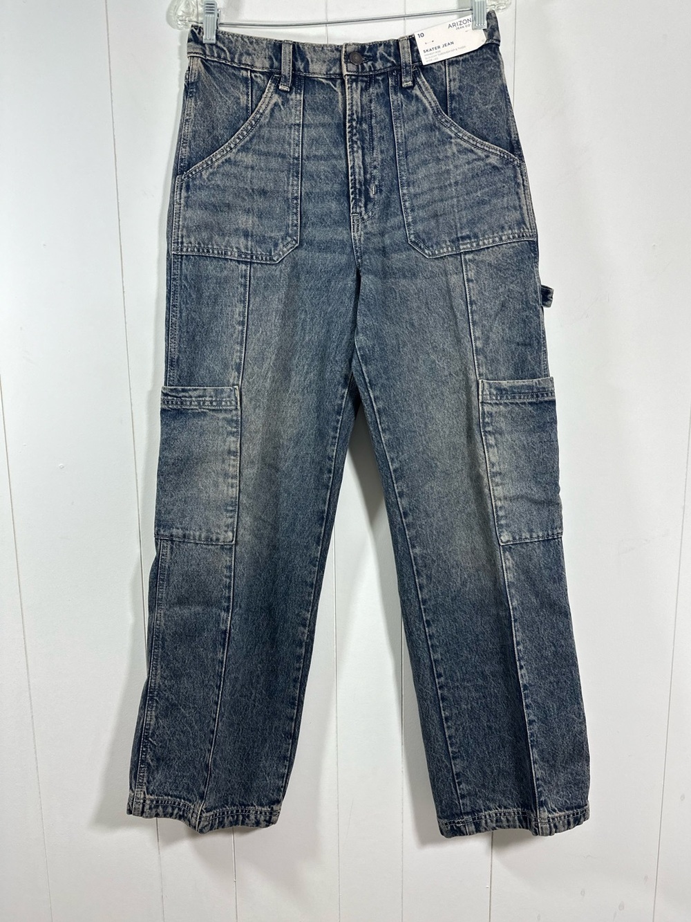 Arizona Jean Sz 10 Skater Jeans Highest Rise Slouchy Hip Thigh Carpenter Denim